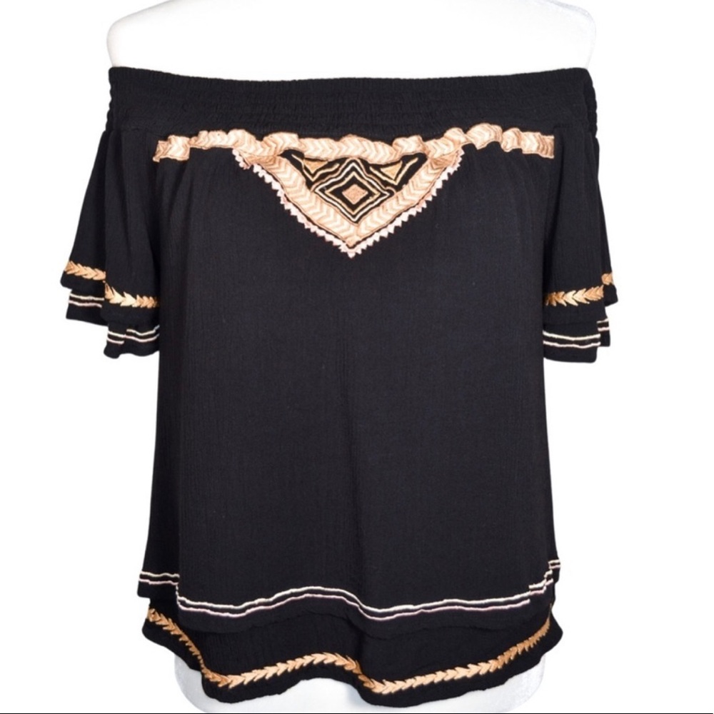 Rahi Cali OTS black and gold Nashville Style Blouse